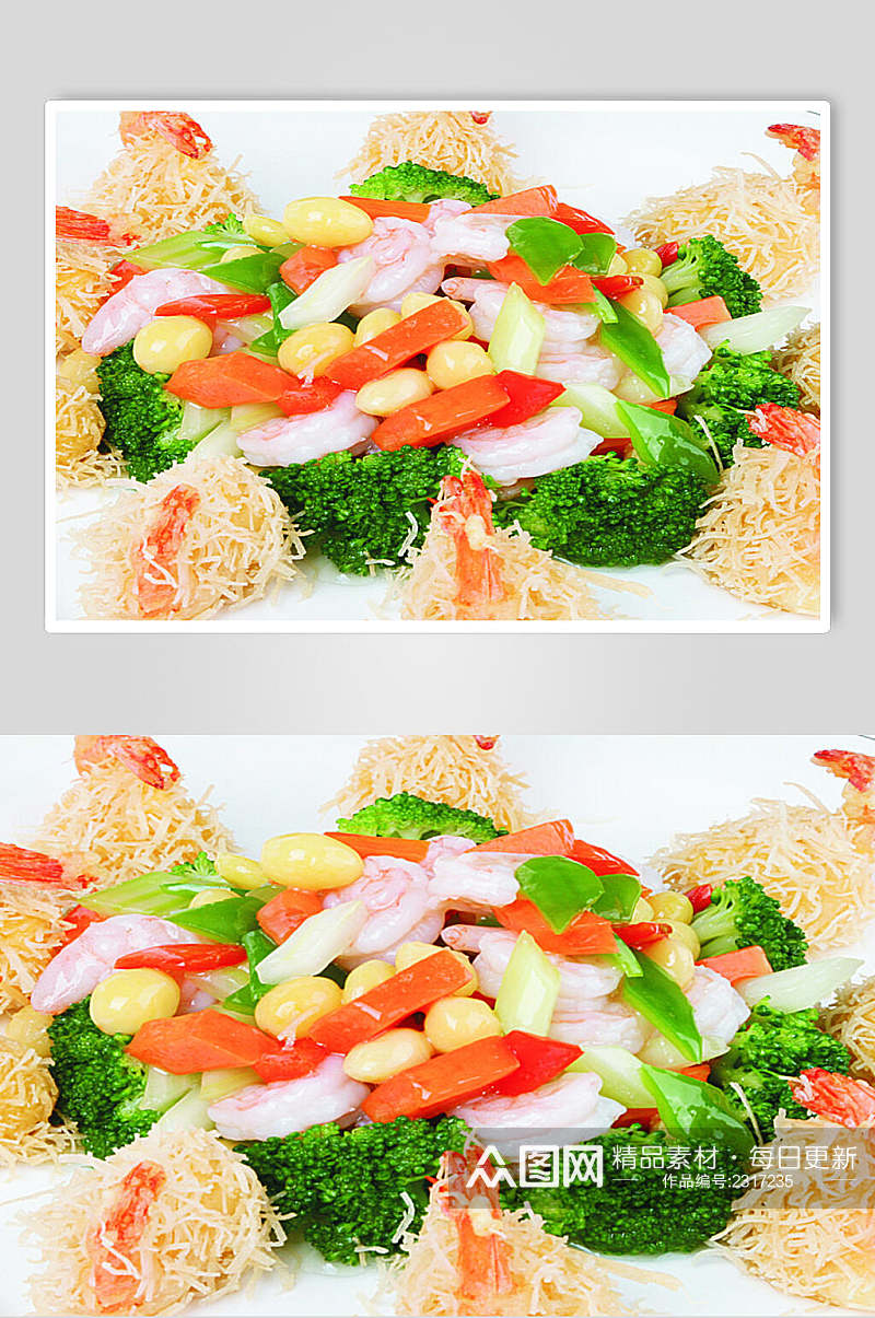 金丝双味虾餐饮食品图片素材
