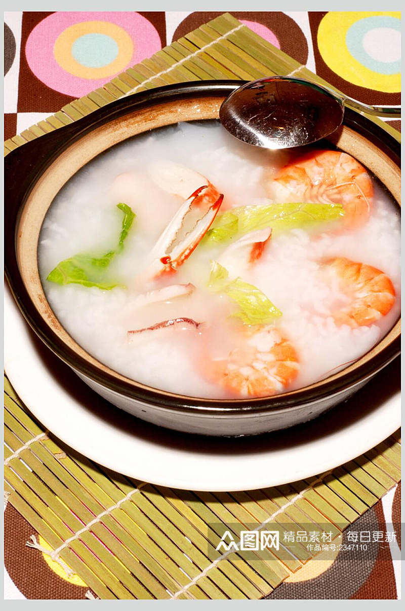 营养美味海鲜粥食品高清图片素材
