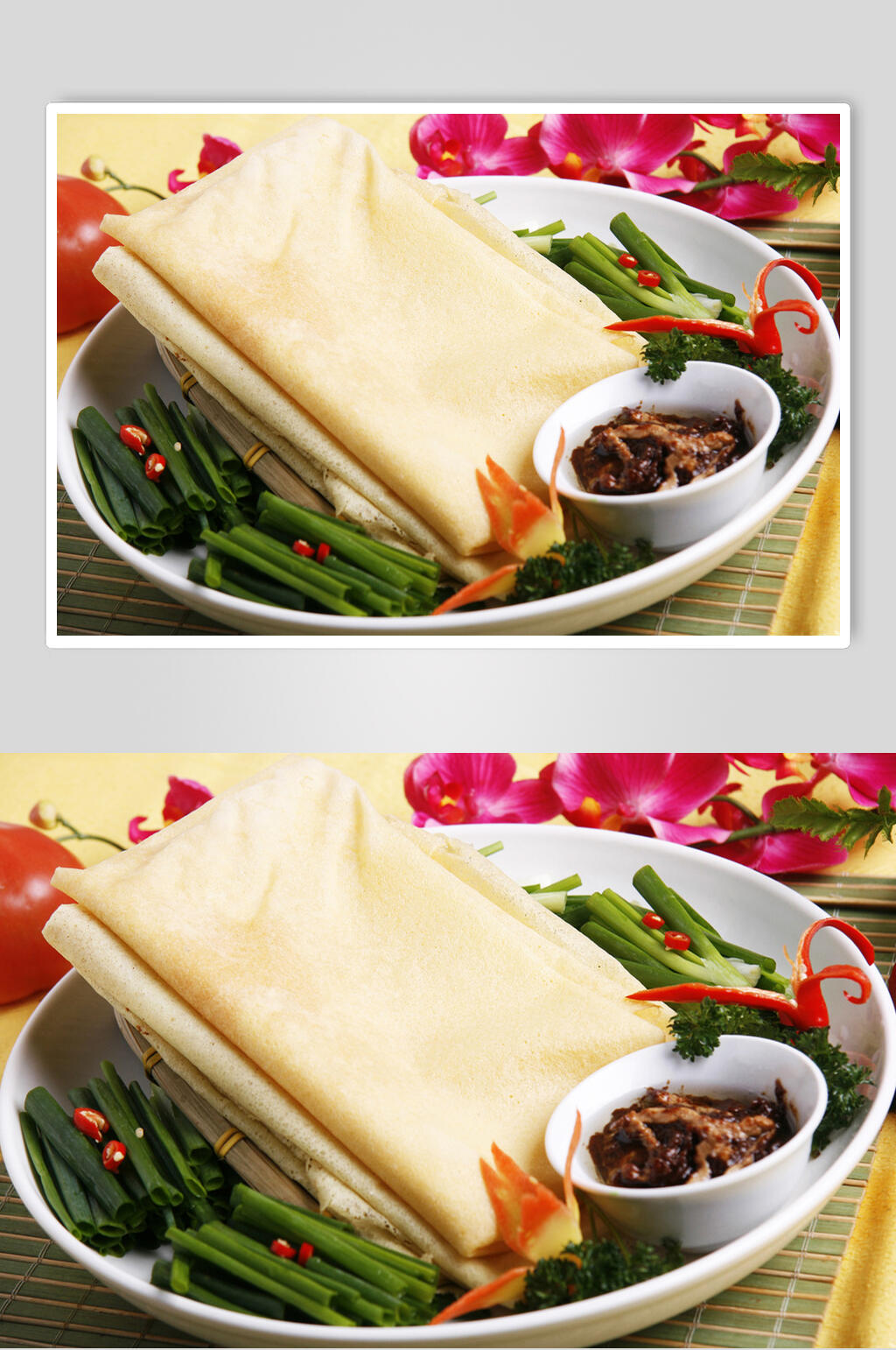 蒜苗肉夹馍食品摄影图片素材