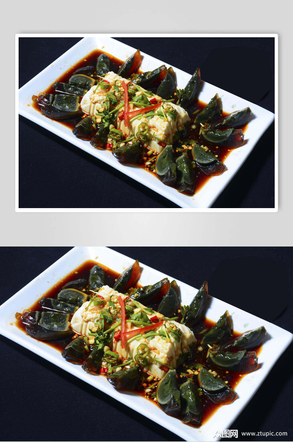 招牌美味凉拌皮蛋食物图片素材