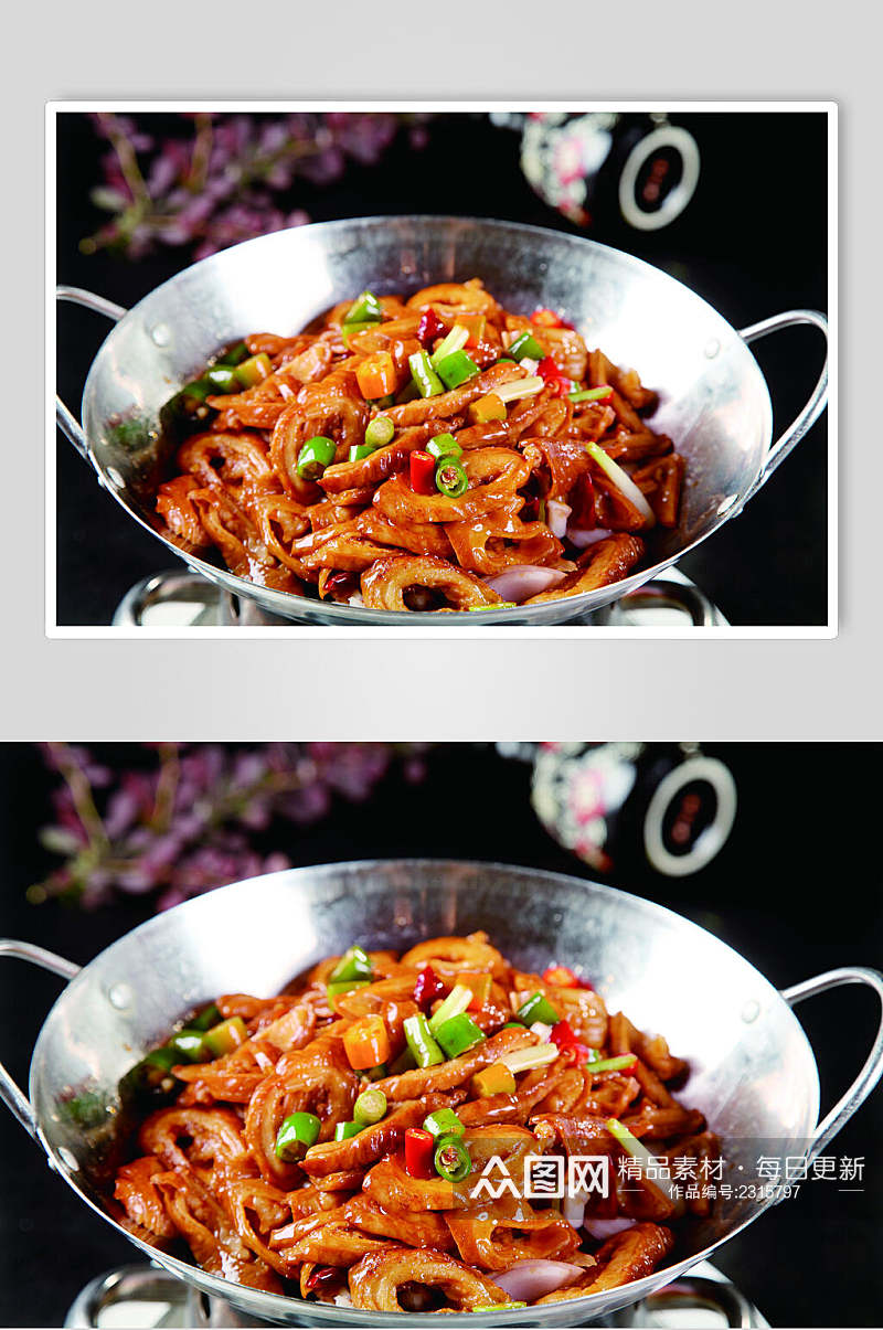 招牌美味干锅大肠食物高清图片素材