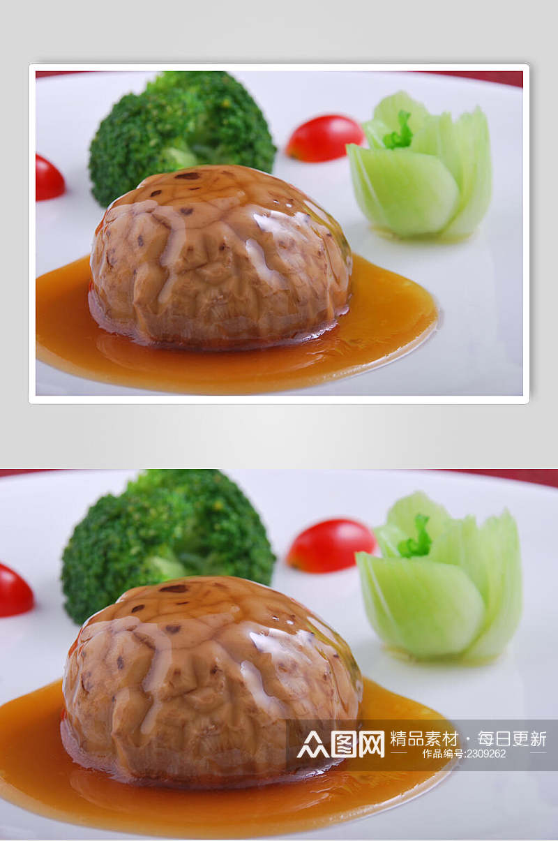 粤鲍汁扣花菇美食图片素材