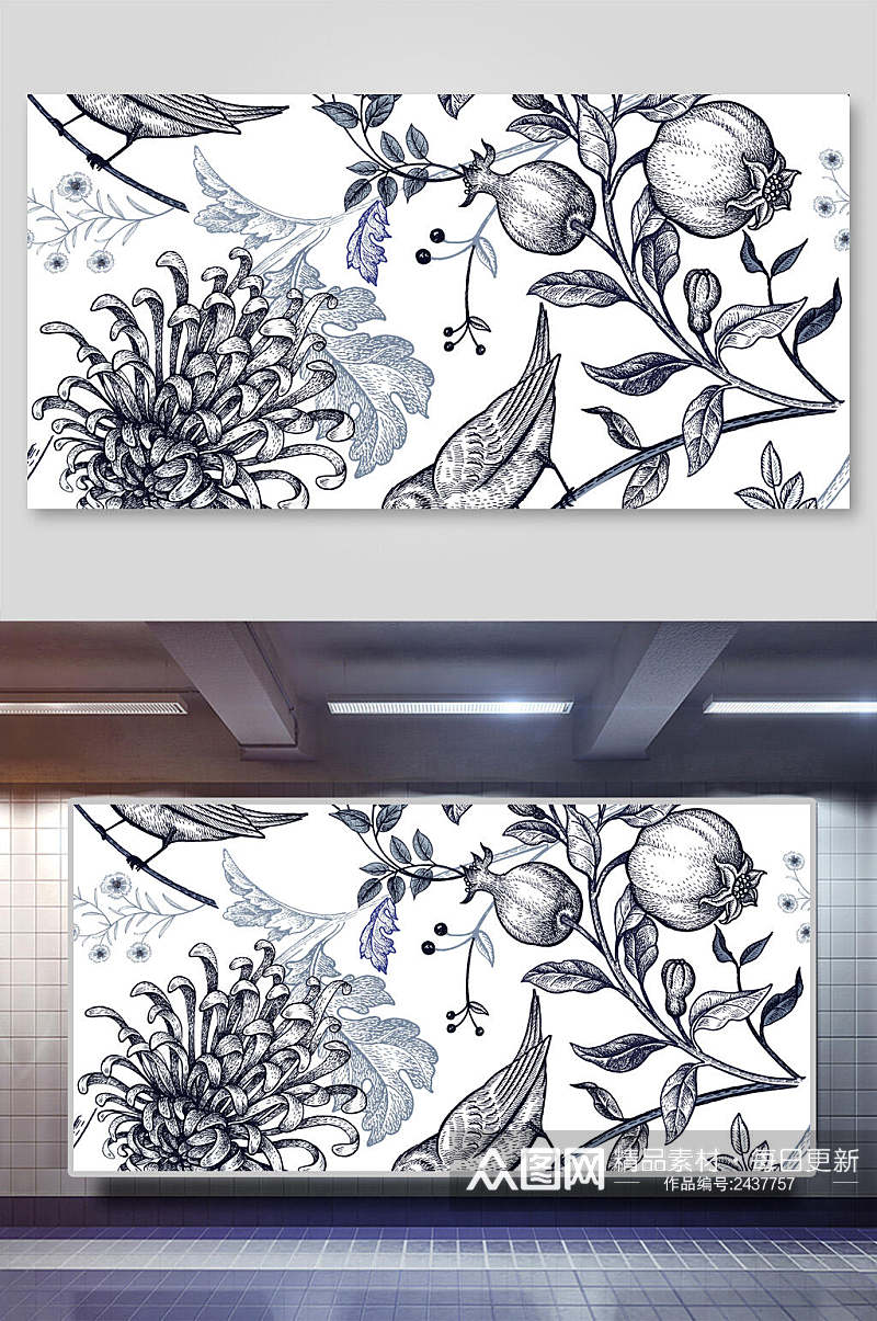 典雅大气花朵纹饰背景展板素材