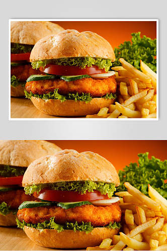 招牌美味鸡排汉堡食品图片