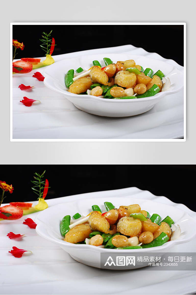 翡翠夏果雪鱼粒食物摄影图片素材