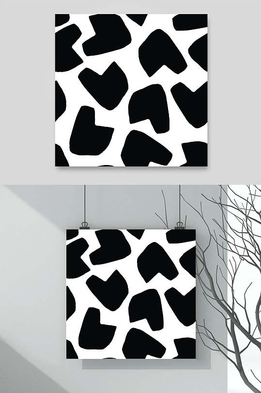 黑白色块简约纹饰矢量素材