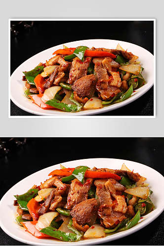 美味青椒回锅肉食物高清图片