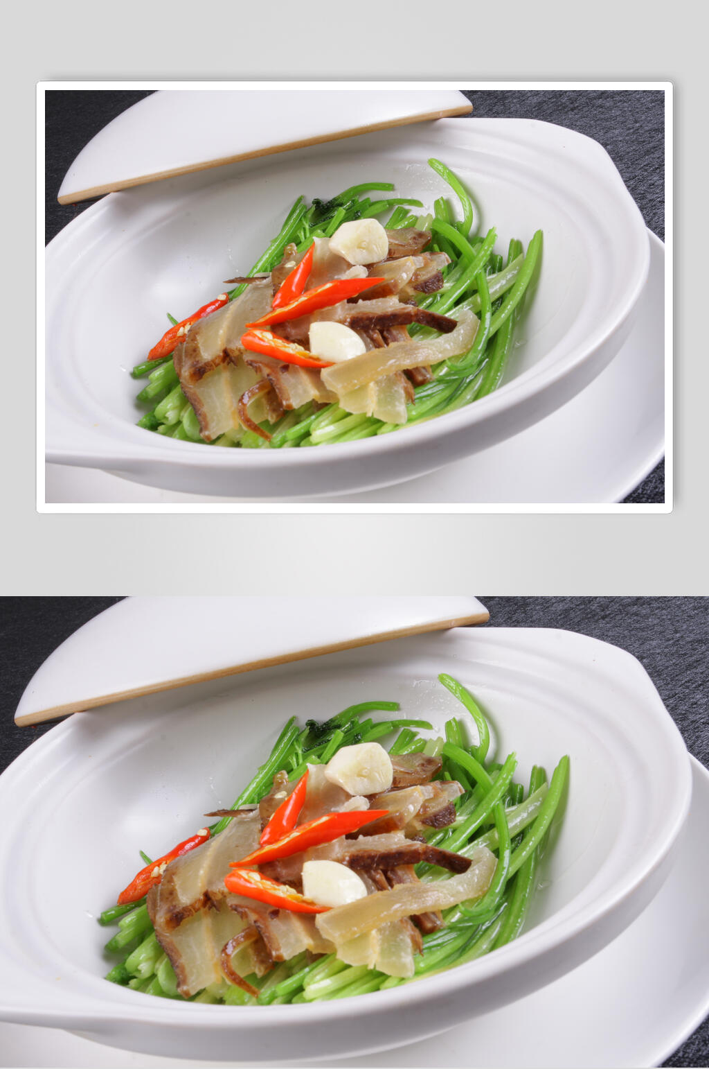 腊味油焖茼蒿杆食物摄影图片素材