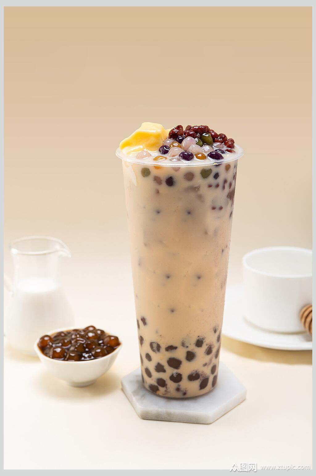 夏日冰凉招牌烧仙草饮品摄影图素材