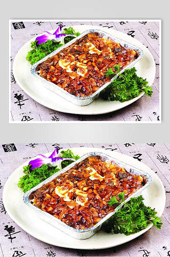 鲜菌鹅肝焗饭或意粉食物高清图片
