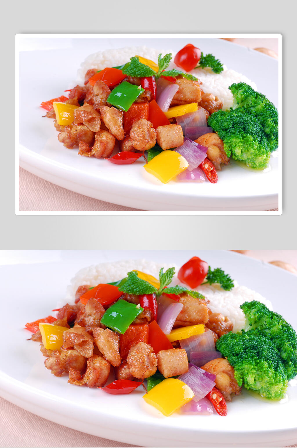 家乡佳肴泰式香芋炒仔鸡饭高清图片素材