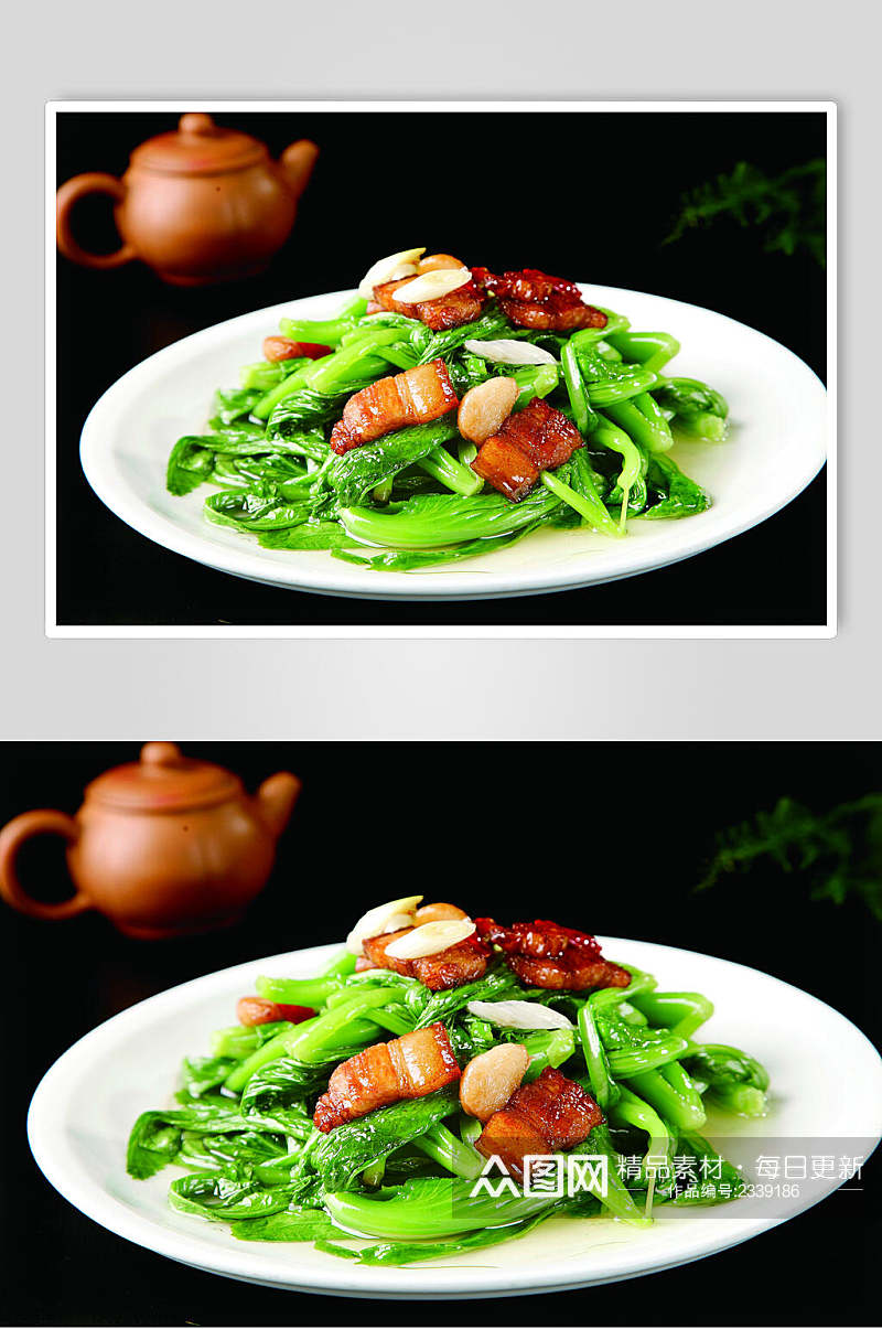 煸肉炝芥菜苗餐饮食物图片素材