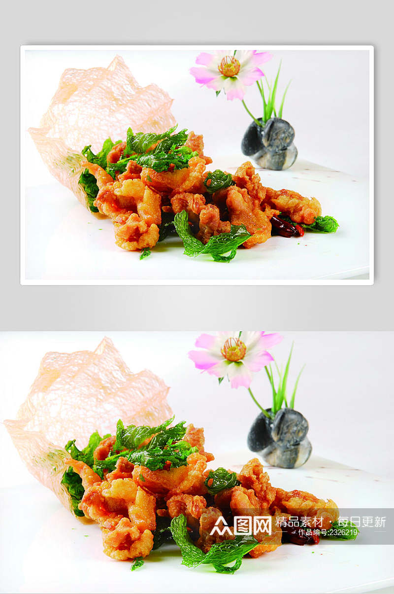 薄荷蒜香鸡食品摄影图片素材
