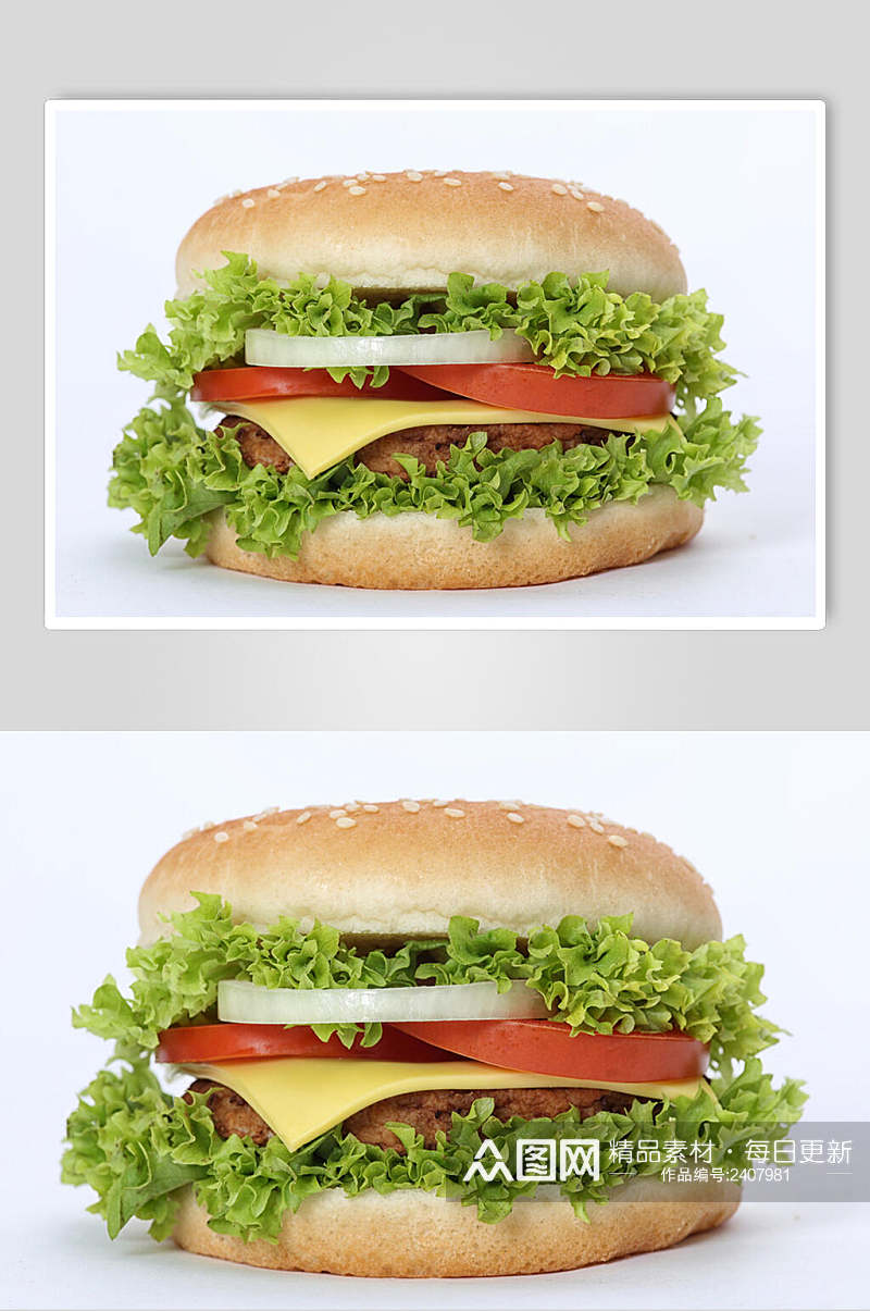 清新招牌汉堡食物图片素材