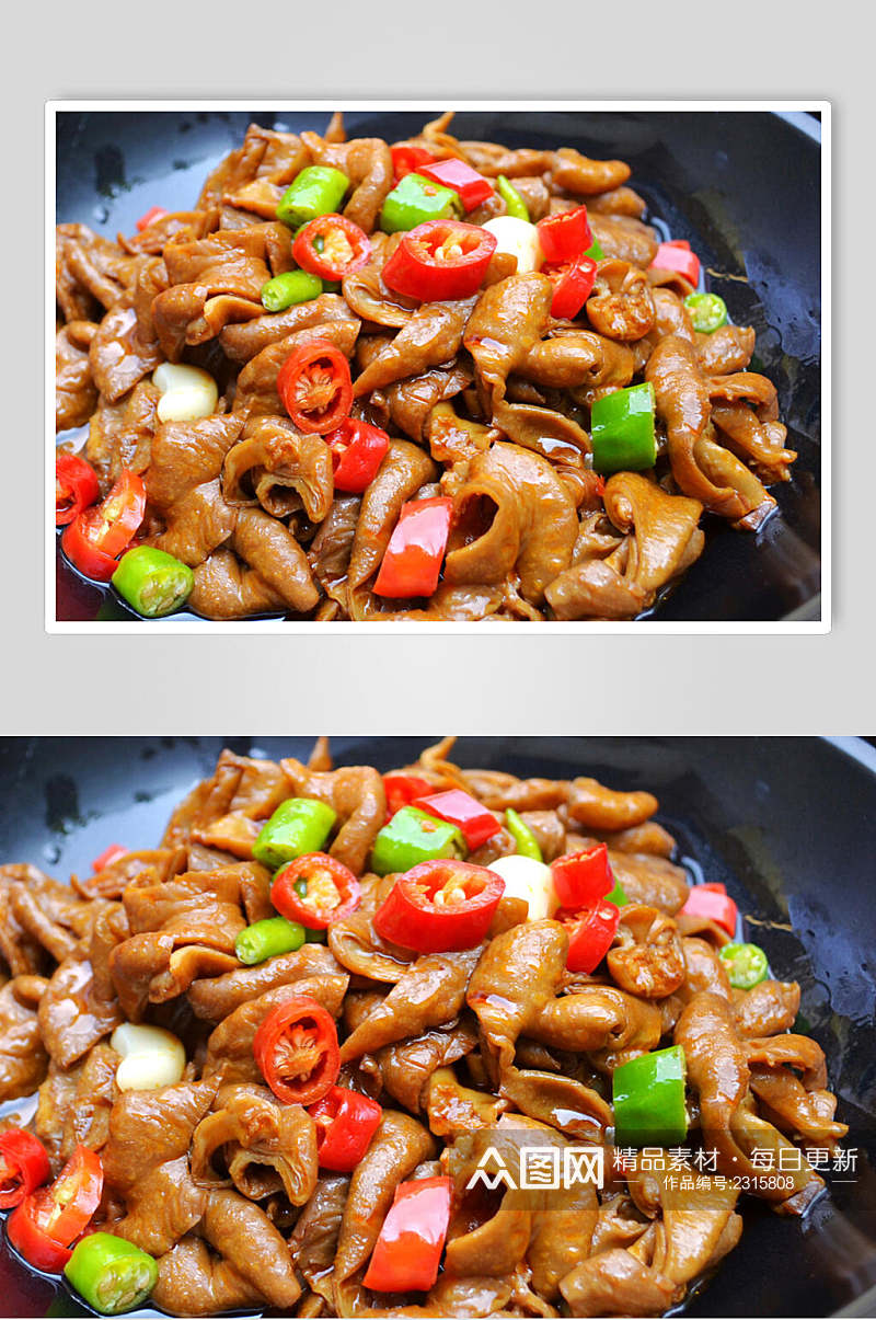 美味干锅肥肠食物高清图片素材