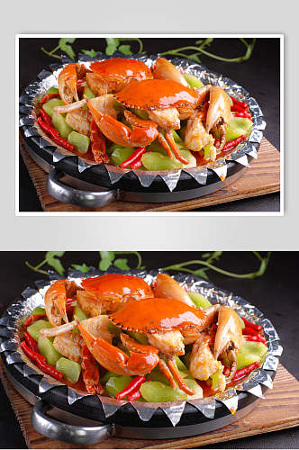 鲜椒肉蟹餐饮摄影图片