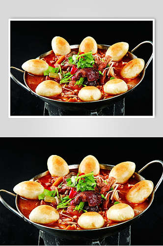 鲜香地锅羊肉食品摄影图片