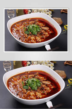 特色湘菜水煮肉片食物高清图片