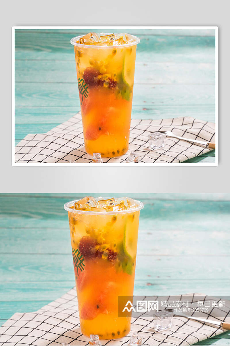 夏日超级水果茶冰凉饮品摄影图素材