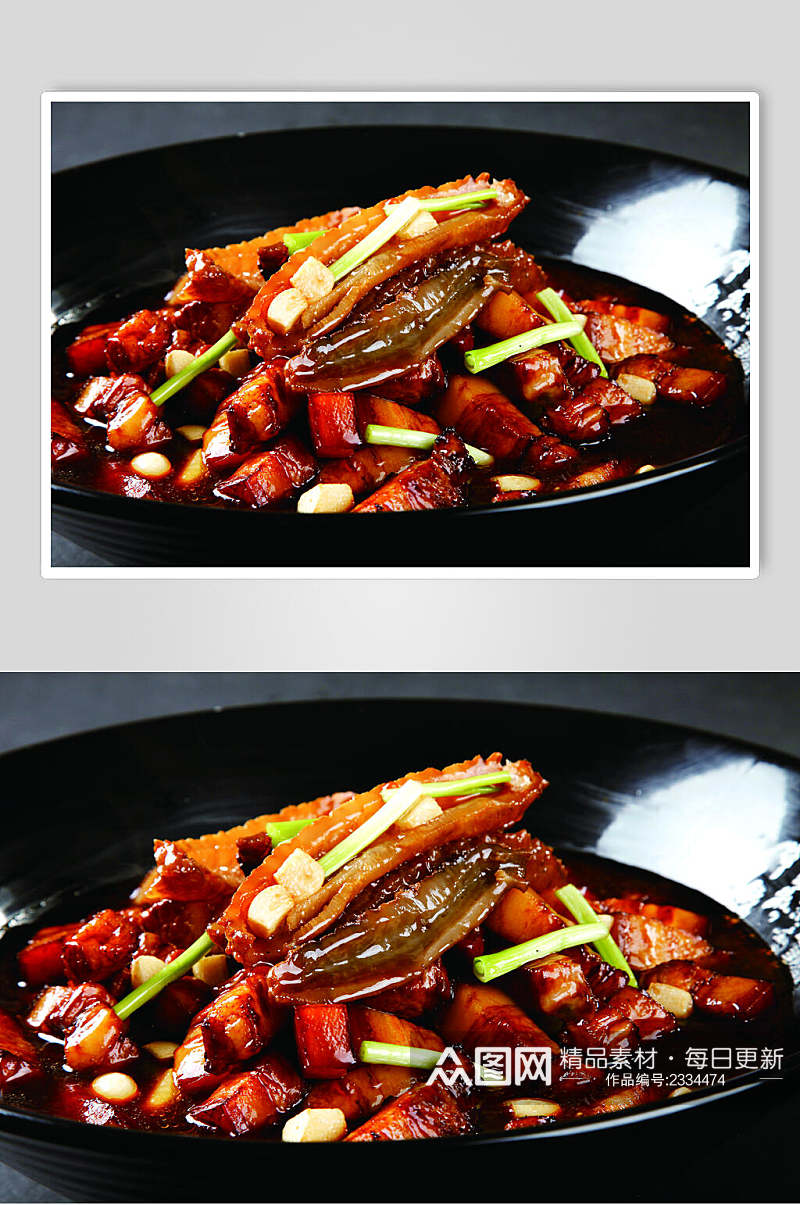 老碗海参炖红烧肉美食图片素材