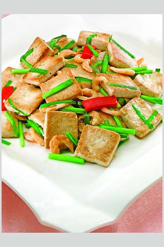 虾香炒老豆腐餐饮食品图片