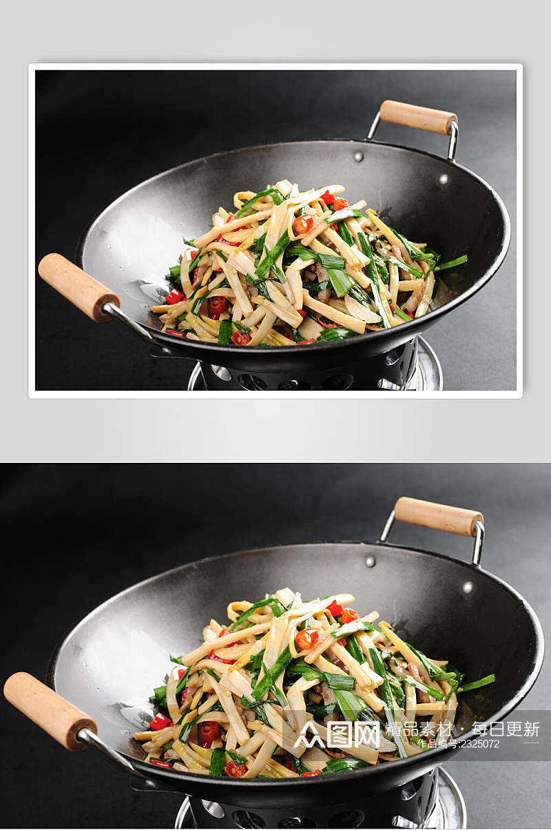 干锅韭香鲜笋餐饮食品图片素材
