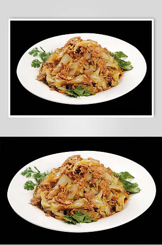 白菜叶炒羊肉食品摄影图片