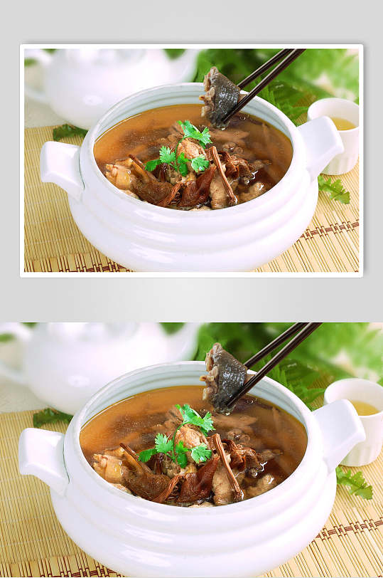 汤茶树菇炖土鸡美食图片