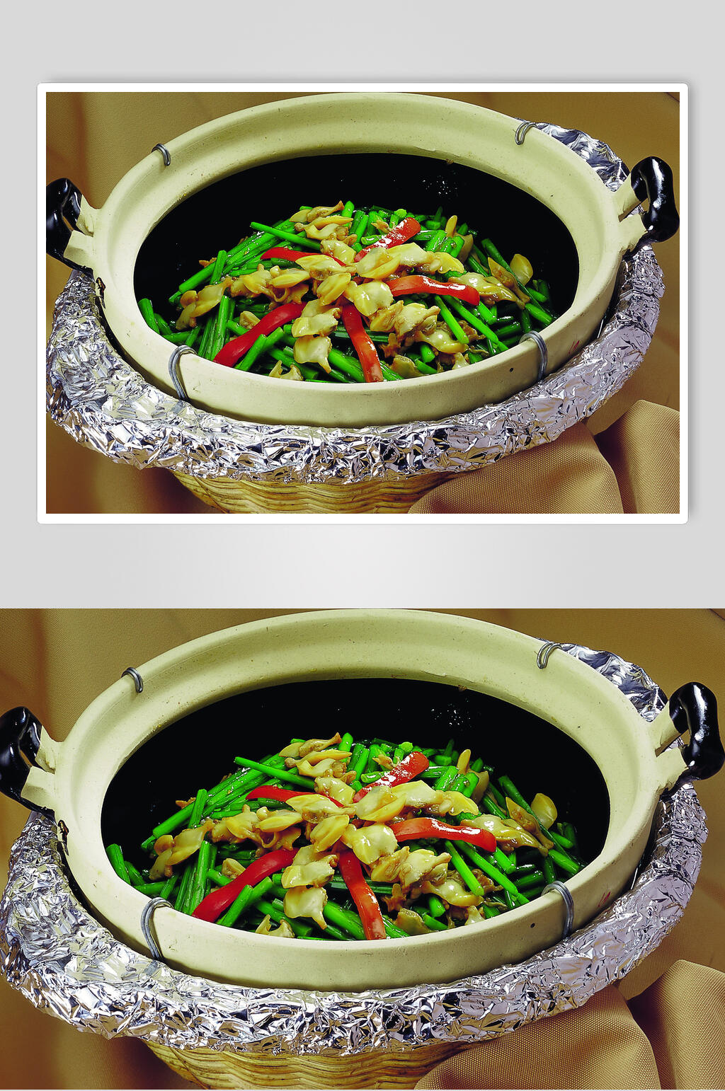砂窝韭菜花海贝肉美食图片素材