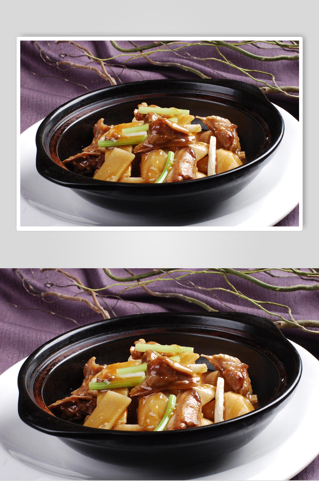 鲜淮山焖野生水鸭例食物摄影图片素材