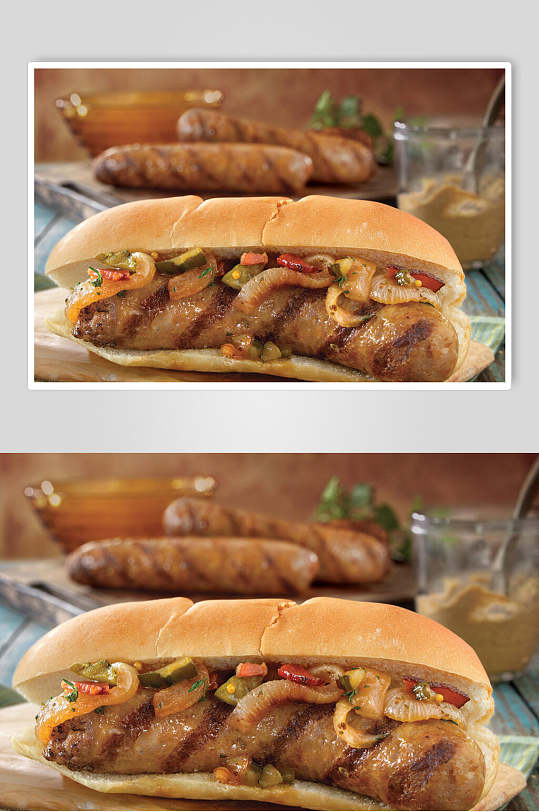 火腿汉堡食物摄影图片