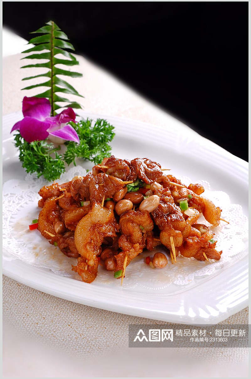 热菜串烤猪板筋餐饮食品图片素材