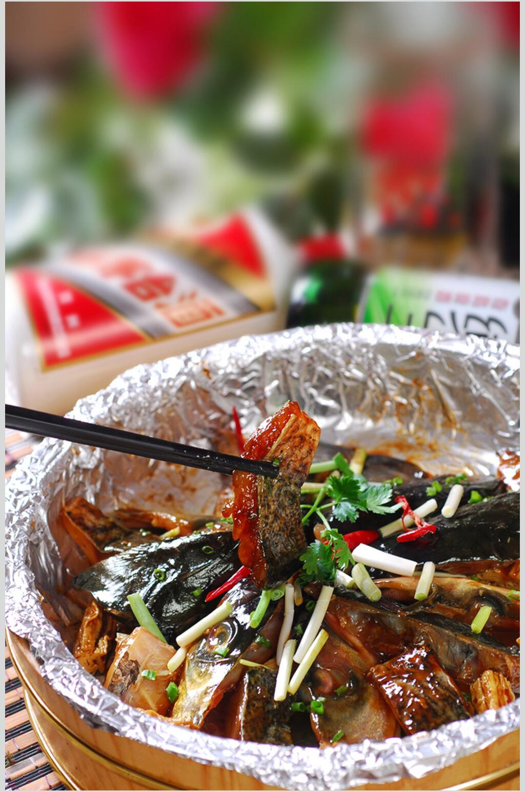 合美蒸鱼头食品菜摄影图片素材