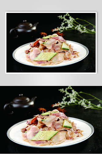 青瓜拌头肉食物图片