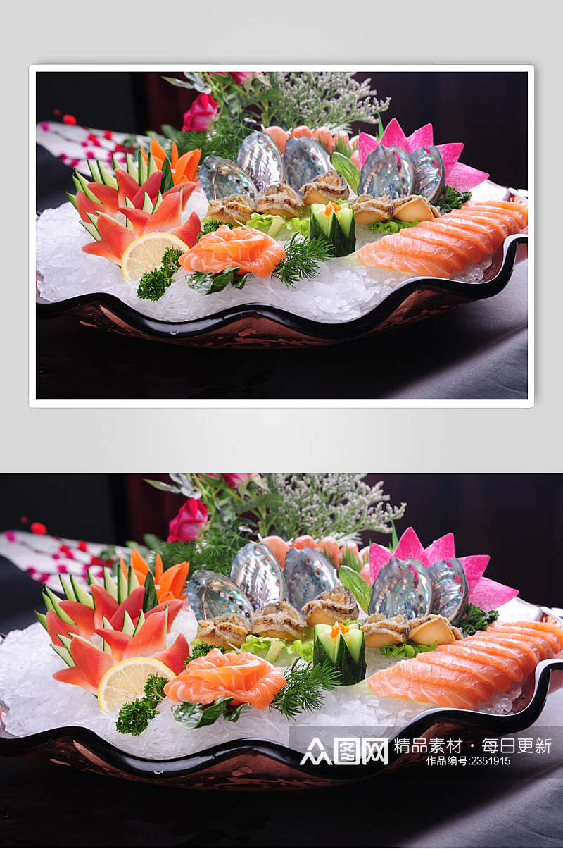 海鲜刺身拼盘食物高清图片素材