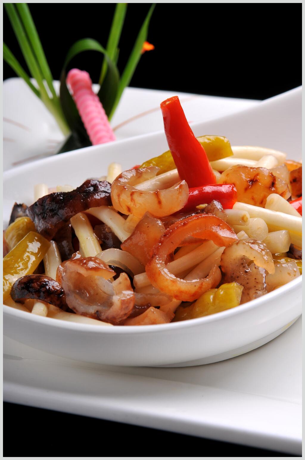 花生鸭炒海参食物图片素材