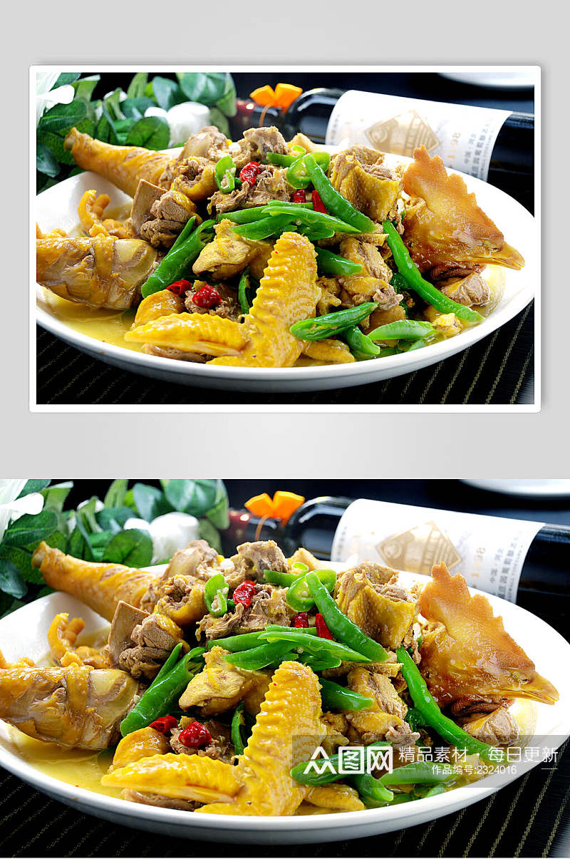 鸭青椒焖土鸡食物高清图片素材