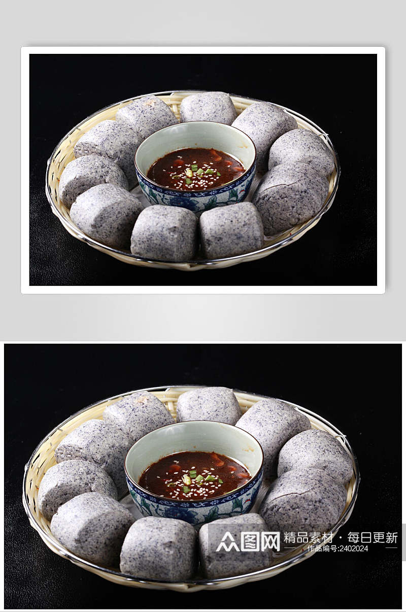 黑芝麻馒头食品高清图片素材