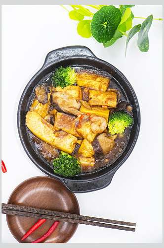 日式铁板豆腐餐饮高清图片