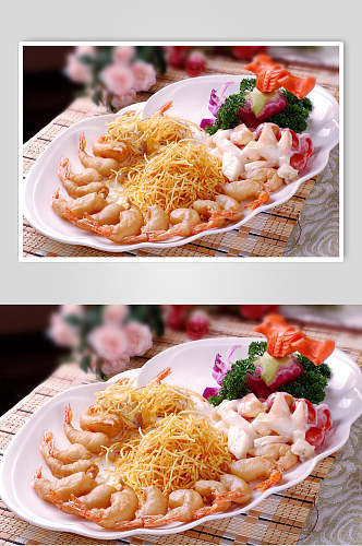 密瓜金丝虾食物高清图片