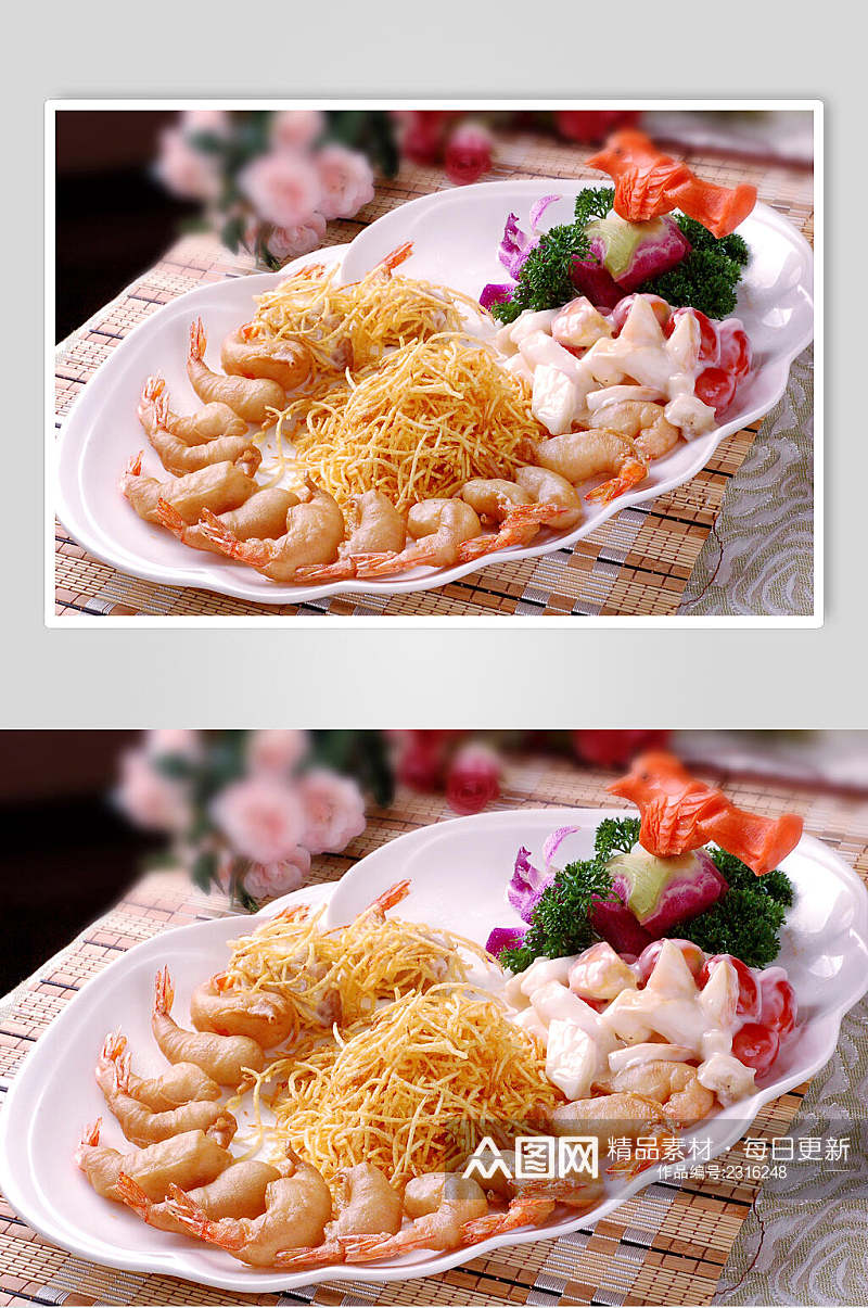密瓜金丝虾食物高清图片素材