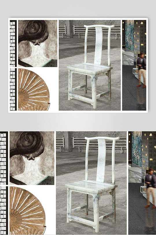 复古白色椅子商业餐厅摄影图片