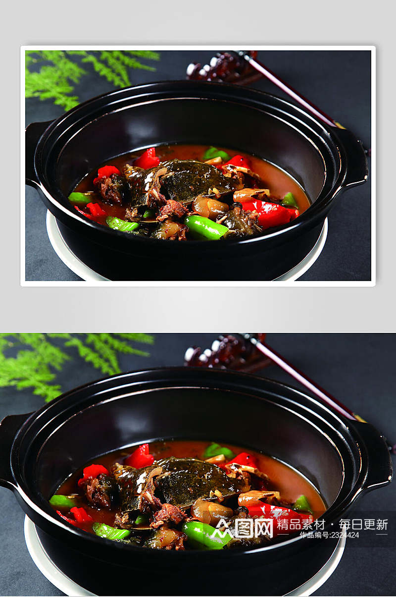 招牌干锅野生甲鱼食物摄影图片素材