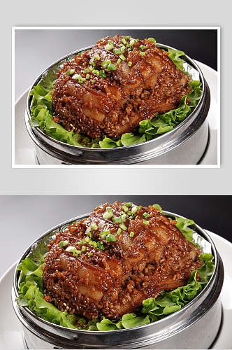 糯米蒸卤肉食品菜摄影图片