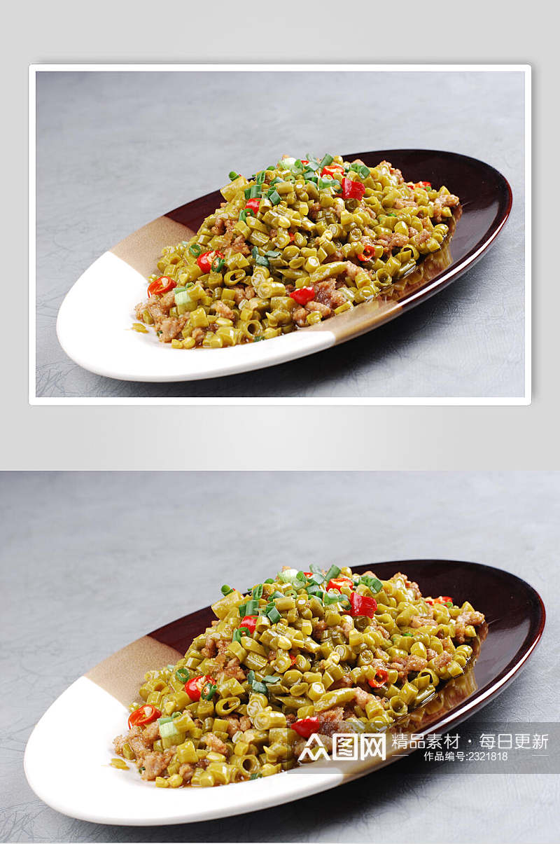 干豇豆炒腊肉食物图片素材