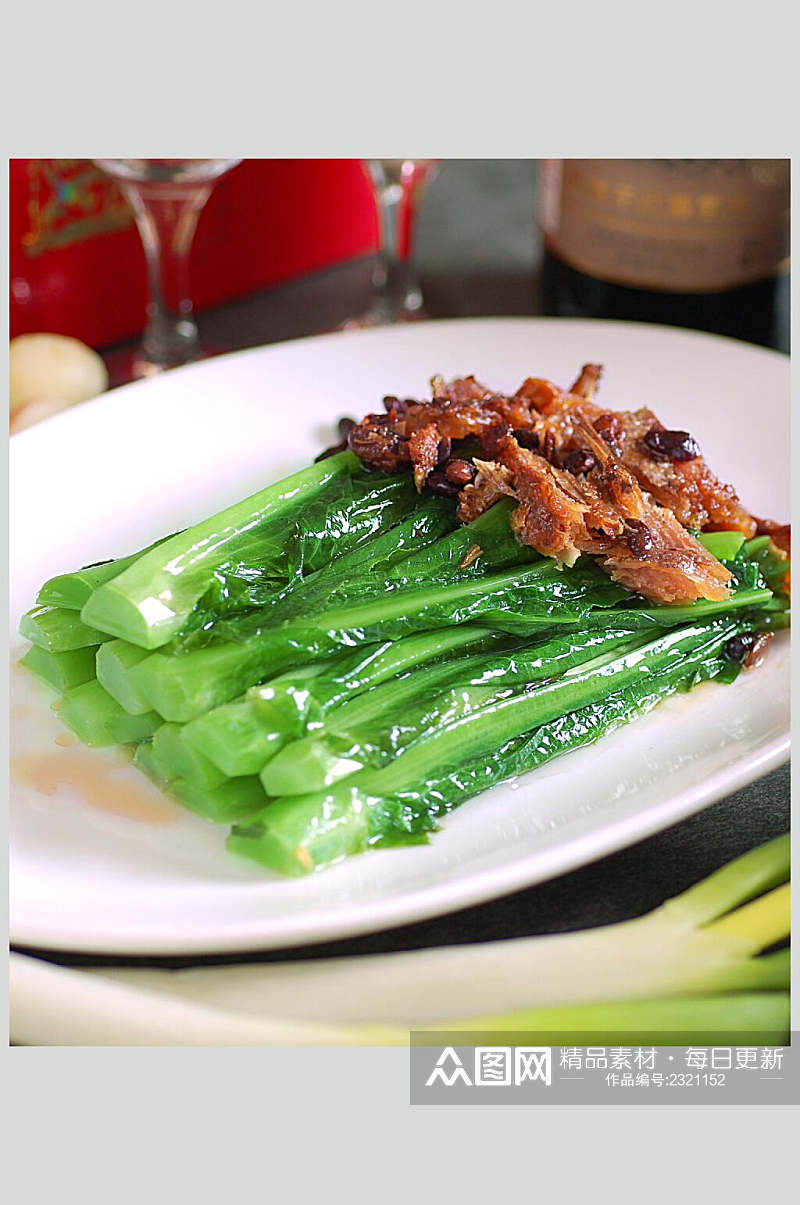 素菜豆豉鲮鱼浸时蔬餐饮摄影图片素材
