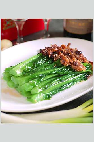 素菜豆豉鲮鱼浸时蔬餐饮摄影图片