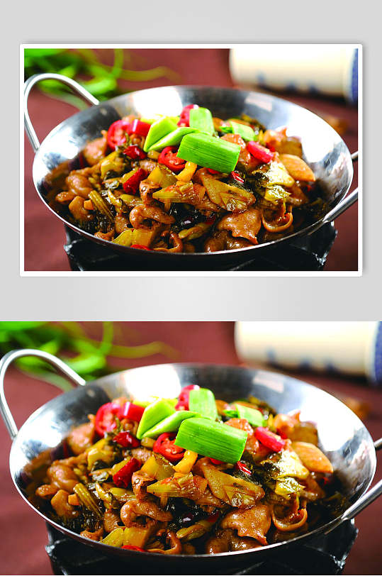 干锅泡菜肥肠食物高清图片