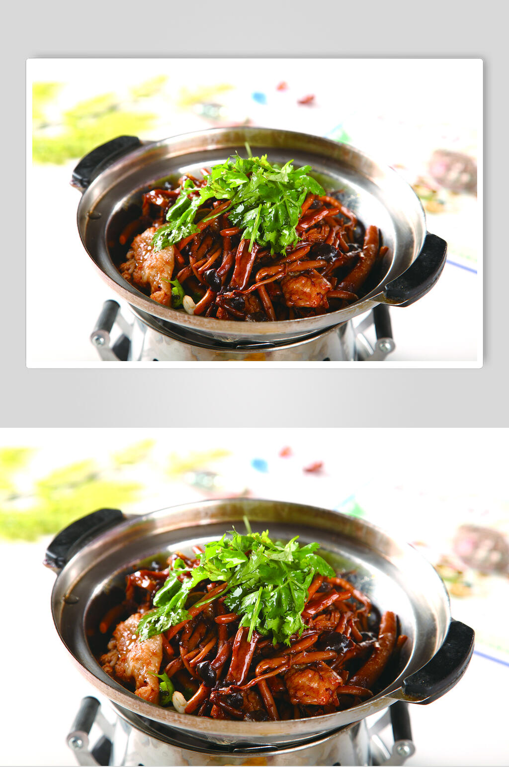 湘菜干锅茶树菇食品摄影图片素材