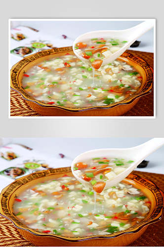 山菌金米豆腐食物图片